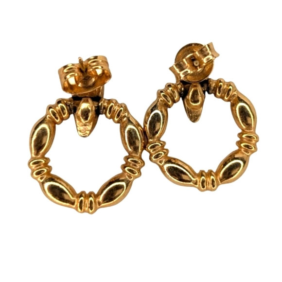 VINTAGE Delicate Gold Post Circle Door Knocker Classic Earrings Door Knocker - Picture 4 of 10